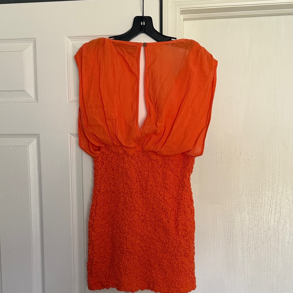 Free People Vibrant Orange Mini Dress Never Worn - Picture 4 of 4